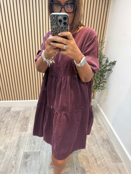 Studio Needlecord Tiered swing dress