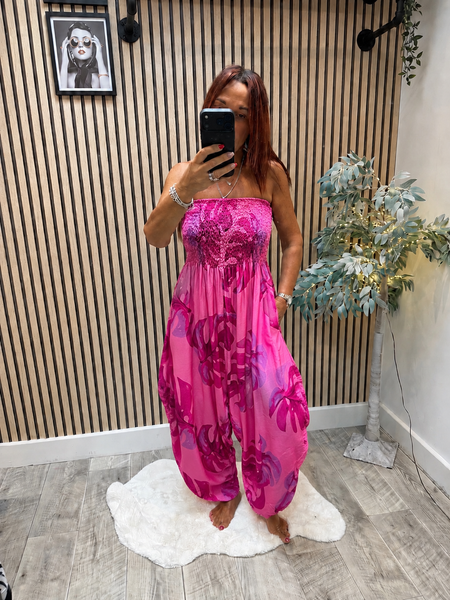 Leaf Bandeau Top Hareem Jumpsuit