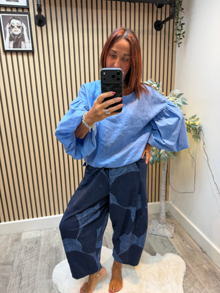 Studio Linen Puff sleeve Top