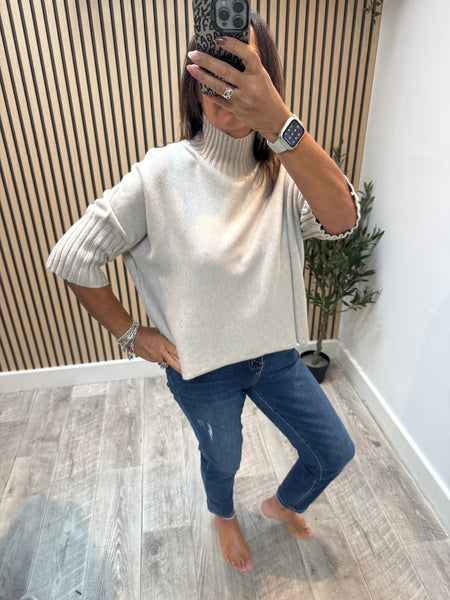 Soft knit Ribbed Neck Jumper