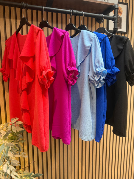 Crinkle  Frill Front Top