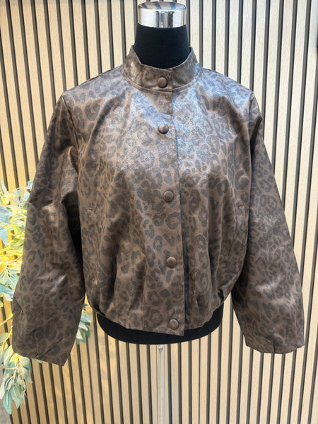 Shimmer Leopard Bomber Jacket