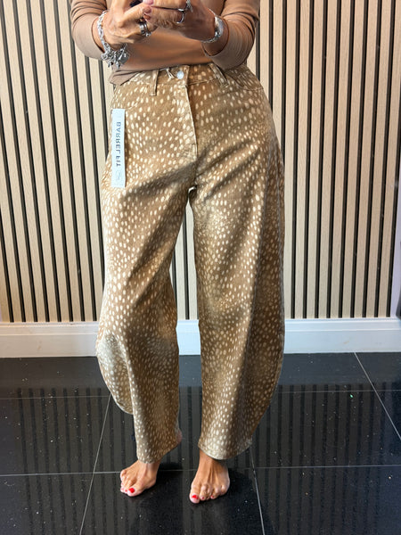 Deer Print  Barrel Jeans