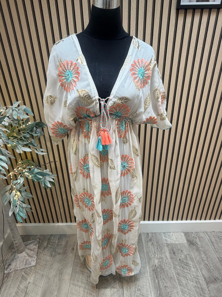 Embroidered chiffon Maxi Dress