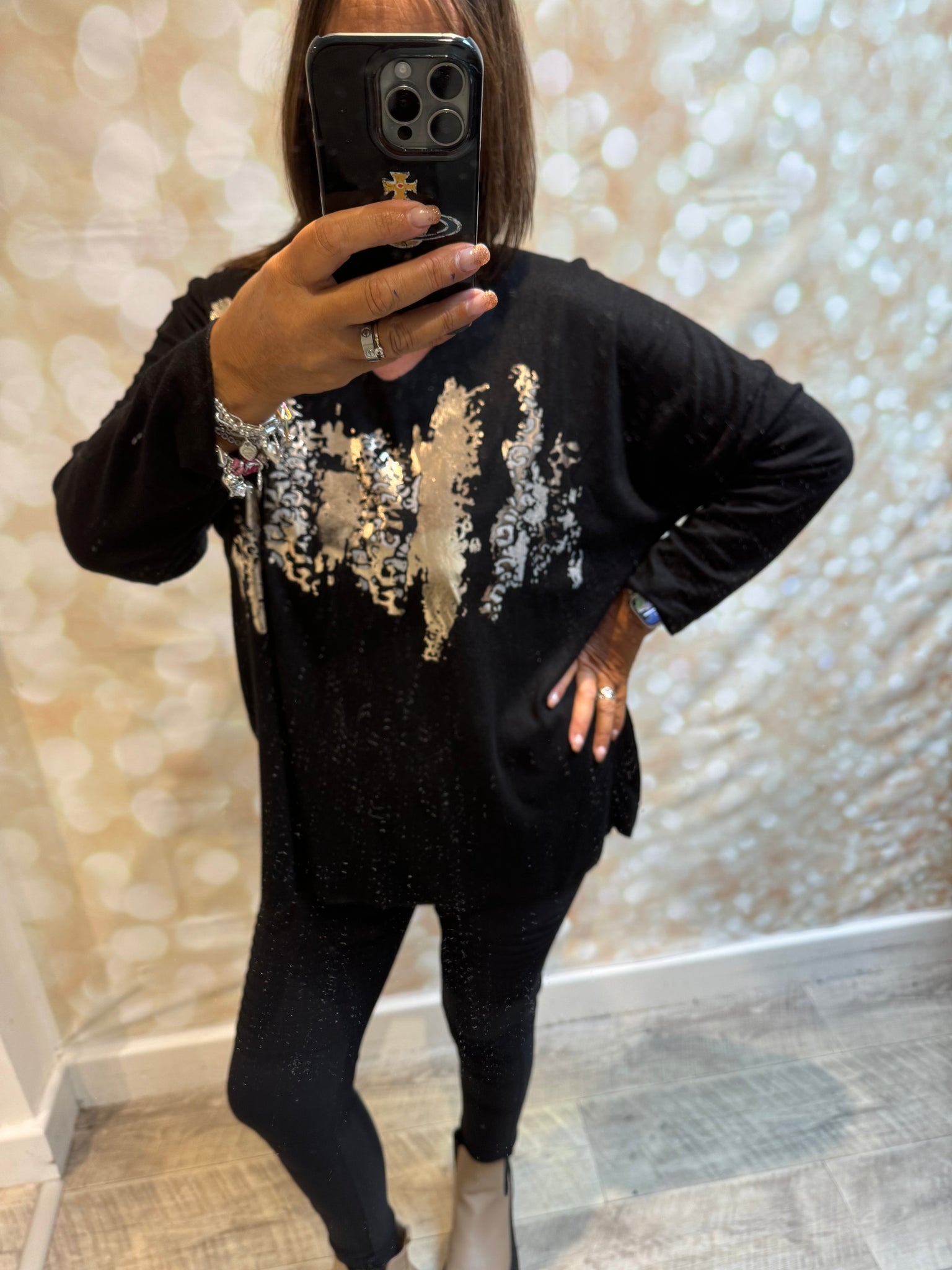 Soft touch leopard/metallic Jumper