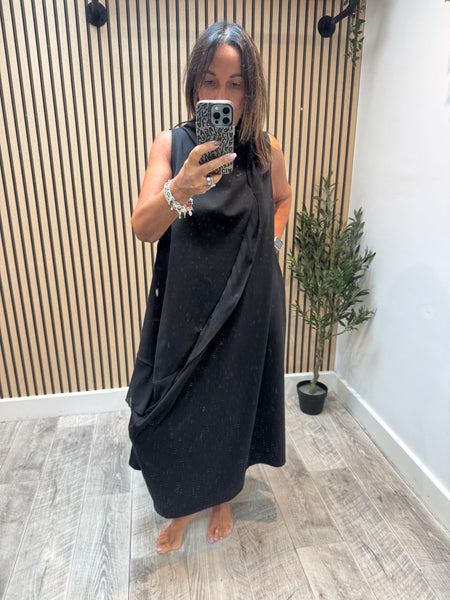 High Neck Scuba Dress with Frill