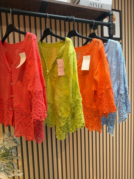 Embroidered Button Front Top