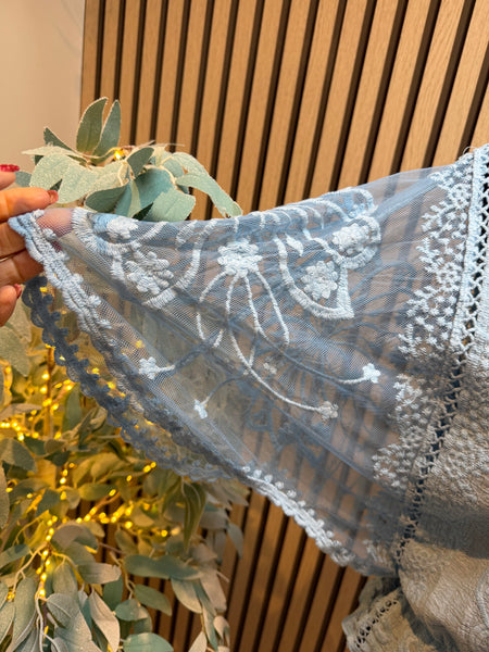 Embroidered top with angel sleeves