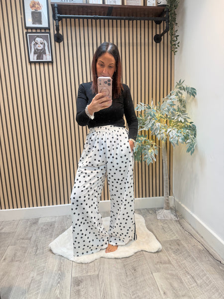 Polka Dot Scuba stripe Wide Leg Joggers