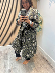 Studio Waterfall Leopard Wool Mix Coat