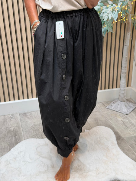 Cotton Balloon Leg Trouser with button detail