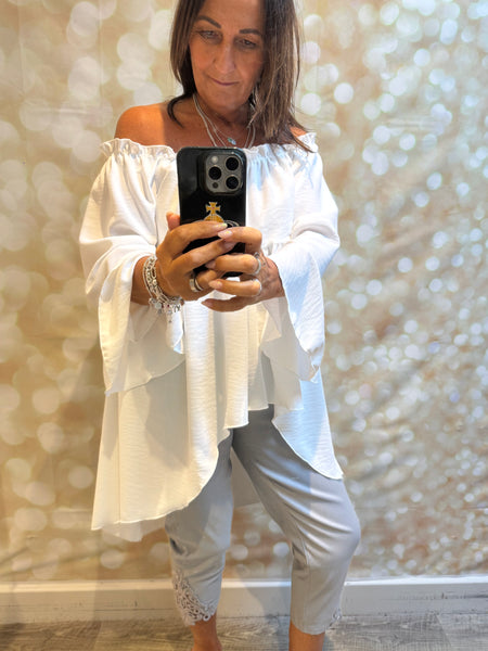 Bardot Hi Lo Top in crinkle fabric