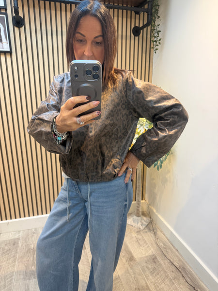 Shimmer Leopard Bomber Jacket