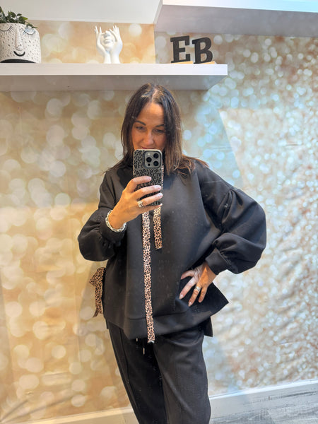Studio Hooded Sweatshirt with leopard ties