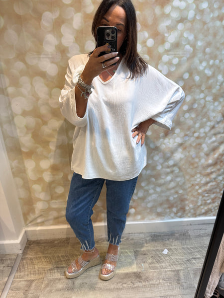 Crinkle Rosette Top