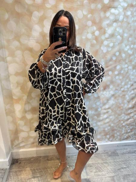 Studio Animal print dress with frill hem