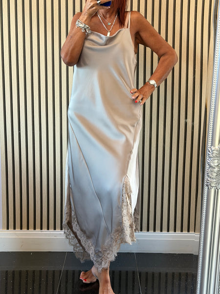 Studio Silky longline Dress with Lace trim