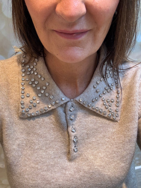 Diamante Collar Soft Knit Jumper