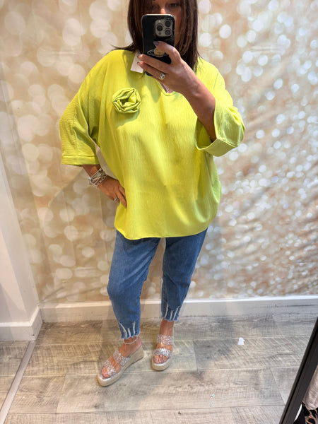 Crinkle Rosette Top