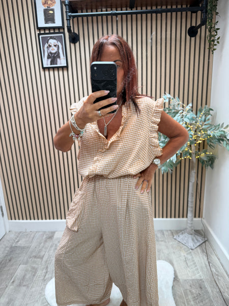 Gingham V neck top