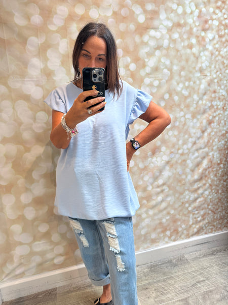 Crinkle fabric Button back Top