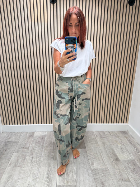 Canvas balloon leg trousers