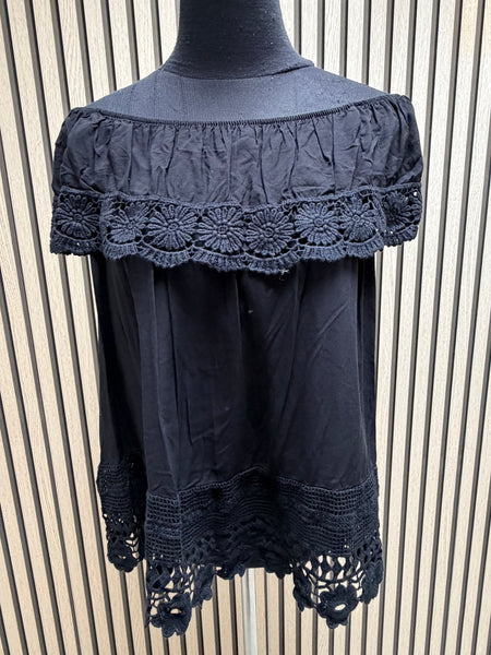 Bardot Top with crochet trim