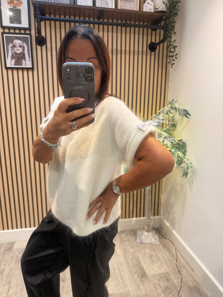 Soft Knit Boxy Jumper with Bow Sleeve