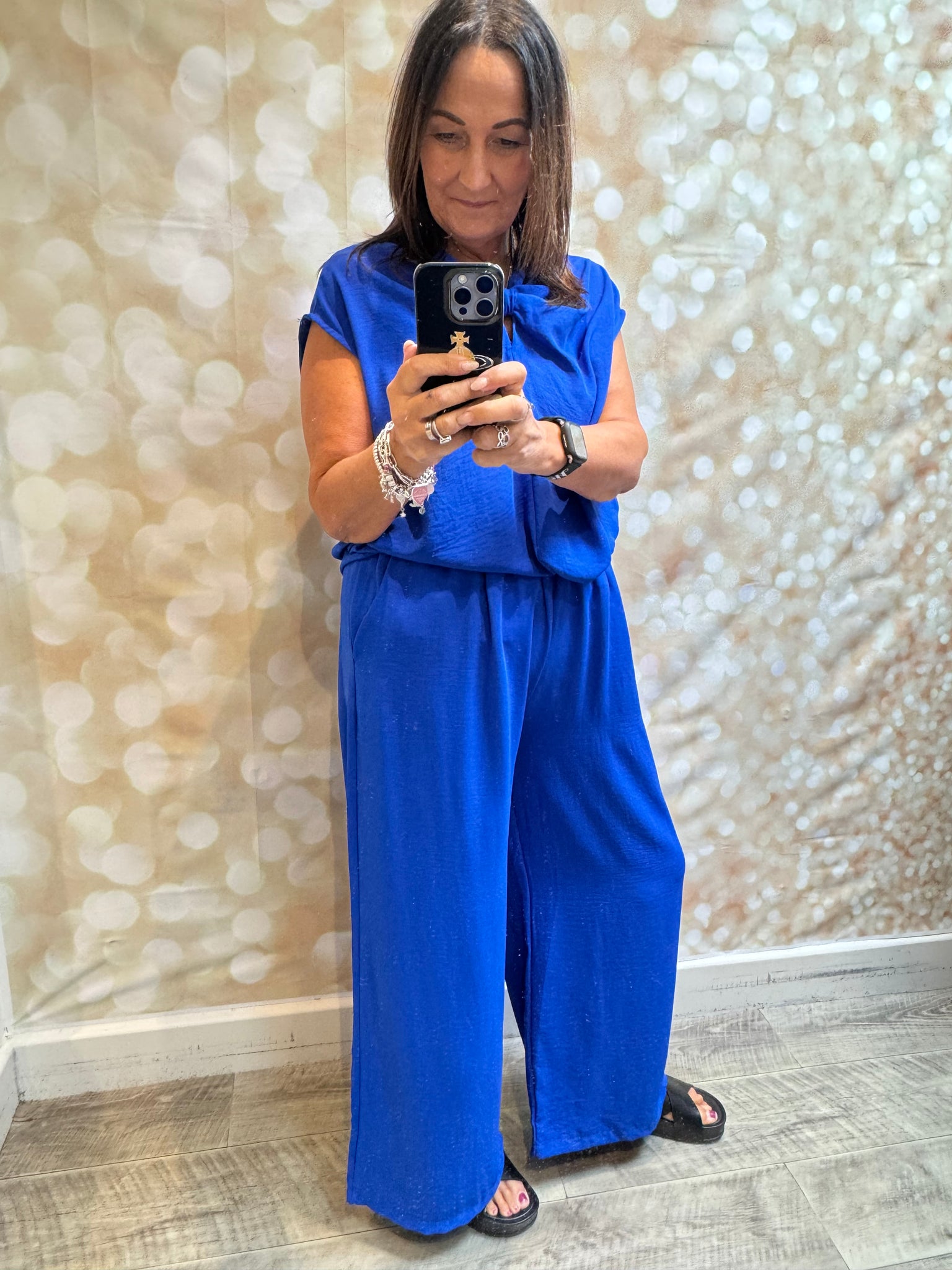 2 Piece Crinkle Palazzo Trouser / Twist Tunic set