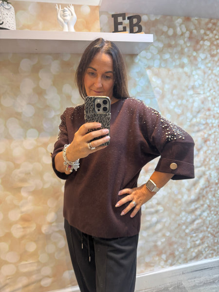 Embellished 3/4 Sleeve Jumper