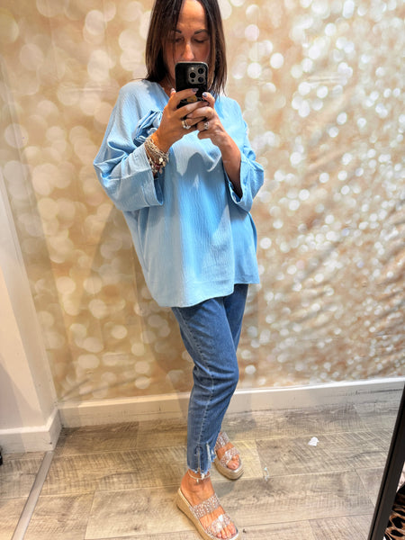 Crinkle Rosette Top
