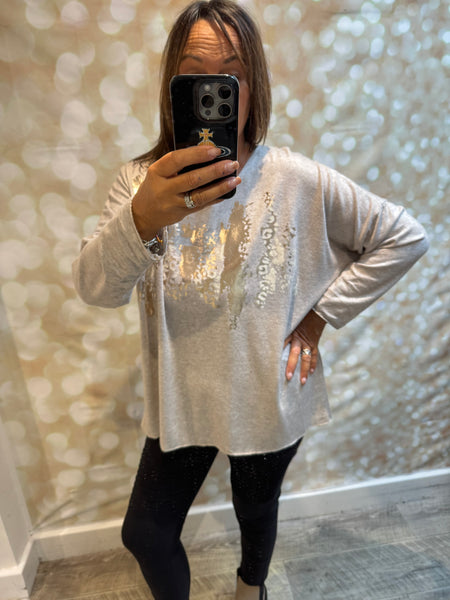 Soft touch leopard/metallic Jumper