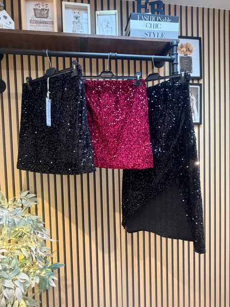 Studio Velour/Sequin Mini  Skirt