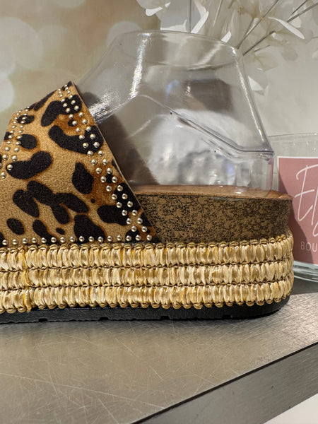 Leopard Double Strap Sandal