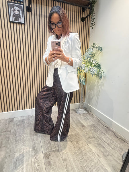 Leopard Scuba stripe Wide Leg Joggers
