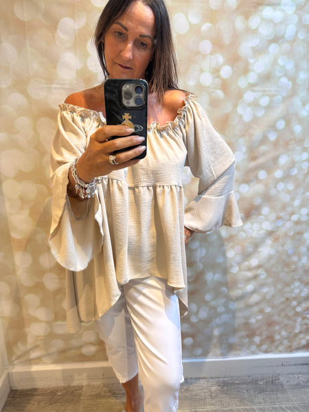 Bardot Hi Lo Top in crinkle fabric