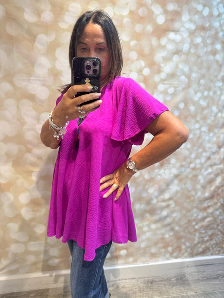 Swing Crinkle Top with Angel sleeves