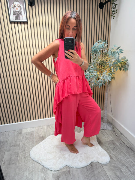 Crinkle cuffed  trousers /Hi Lo Top