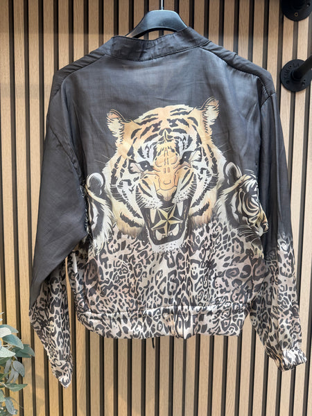 Silky Leopard Bomber Jacket
