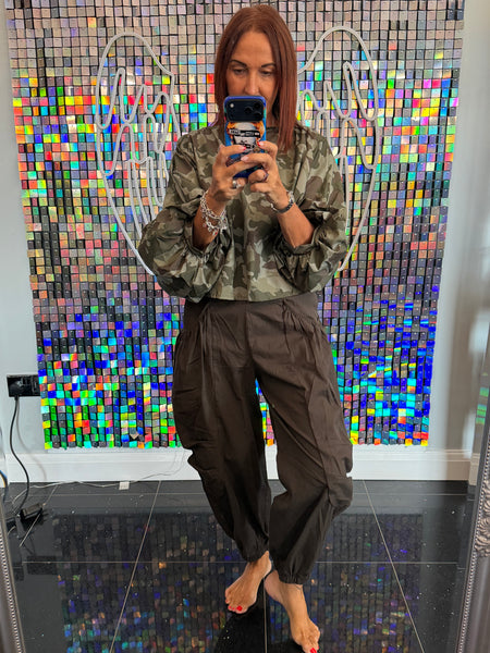Camo Puff sleeve Top