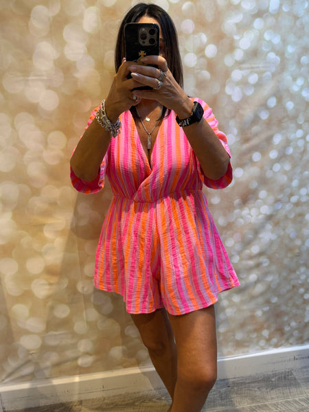 Neon wrap over playsuit
