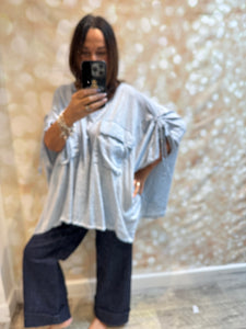 Cold wash Linen / Jersey Oversized Top