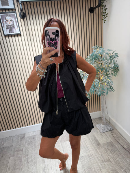 Cotton Bubble hem Bomber Gilet