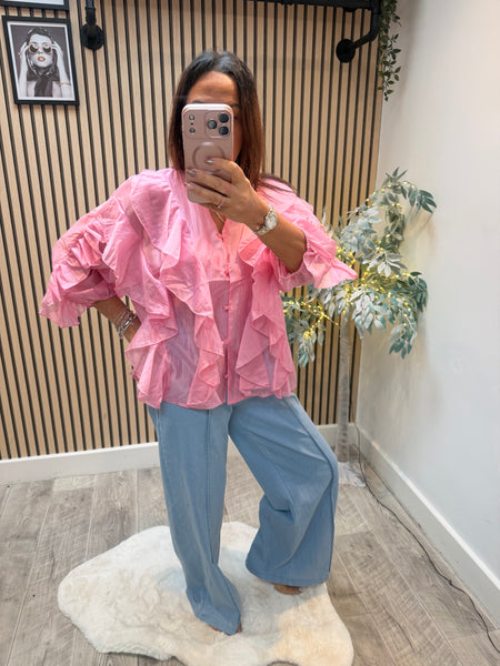 Silky sheer Frill blouse