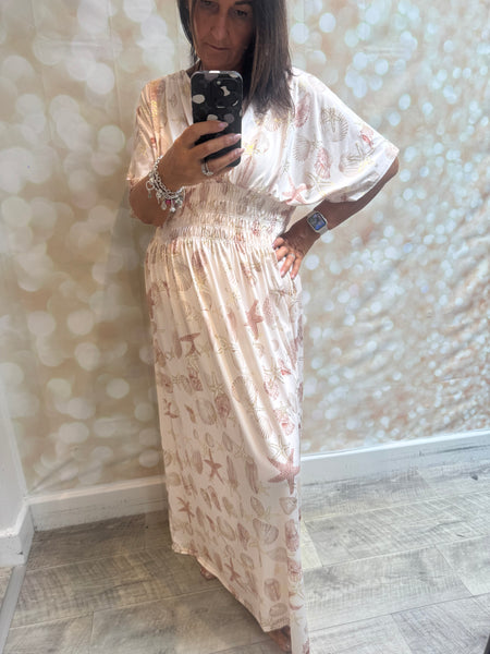 Silky Stretchy Sea Shell Maxi Dress