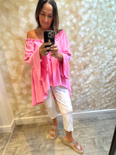 Bardot Hi Lo Top in crinkle fabric