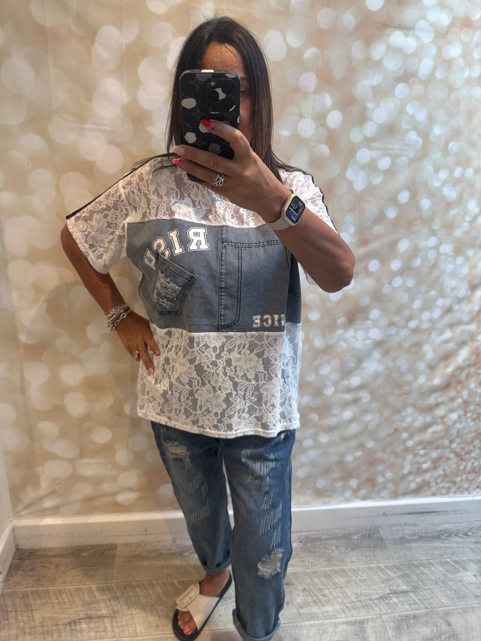 Lace / Denim Sporty T shirt