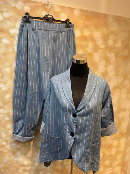 ID Denim Pinstripe Trouser Set