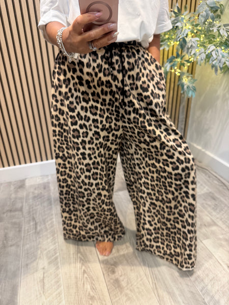 Leopard wide leg palazzo jogger trousers