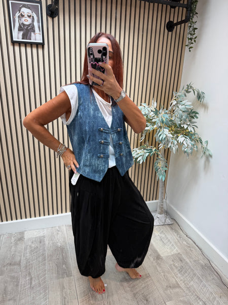 Zeta Otto Denim Military Waistcoat